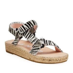 Manebi Zebra Calf Hair Espadrille Hiking Sandals Size 7